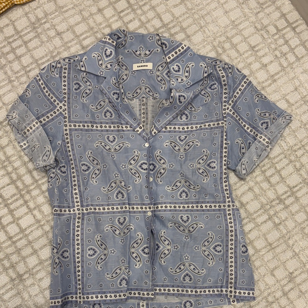 Sandro Kids Blue Bandana Print Shirt